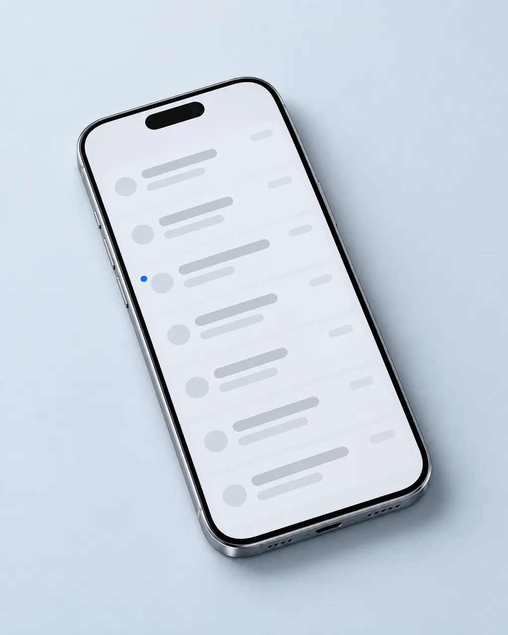KI-generiertes Symbolbild: Smartphone mit aufgeräumtem Posteingang, ein blauer Punkt markiert eine neue Nachricht.