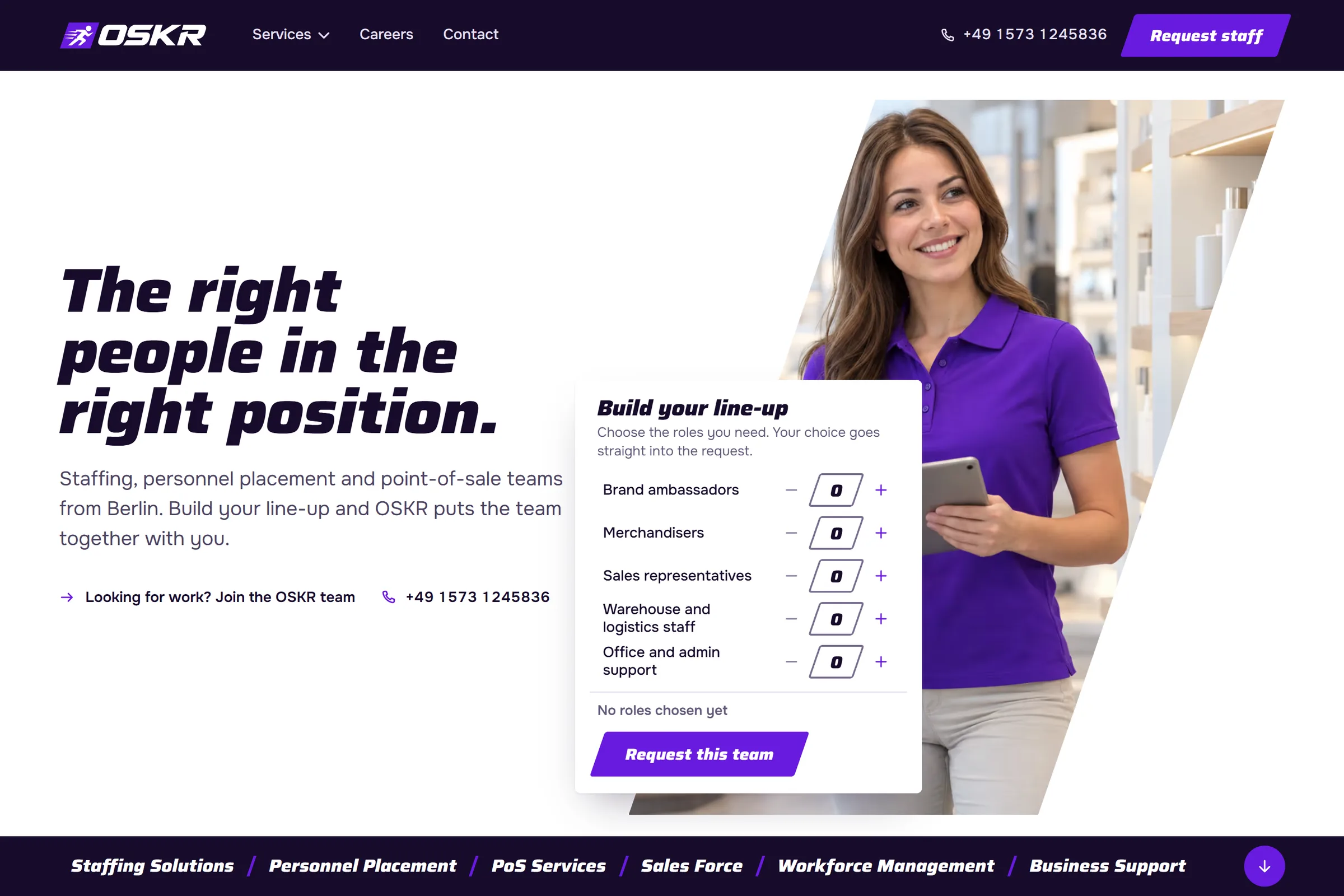 Startseite von OSKR Skilled Resources im Browser